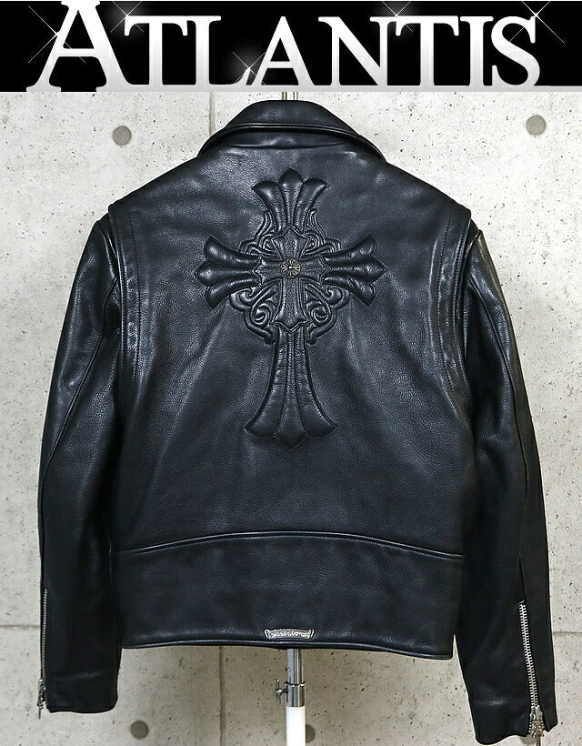 CHROME HEARTS Old Basic Moto Leather Jacket Black Size XS