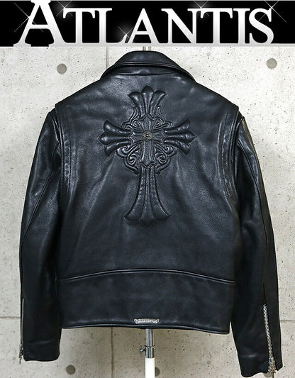 CHROME HEARTS Old Basic Moto Leather Jacket Black Size XS