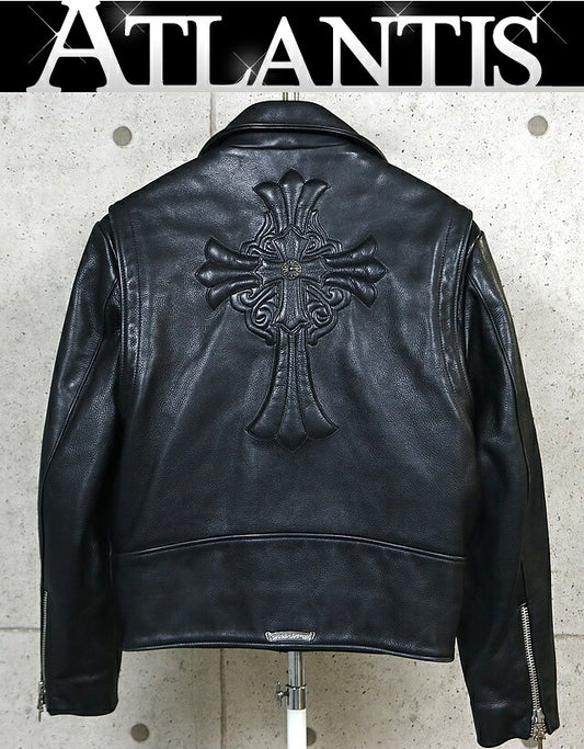 CHROME HEARTS Old Basic Moto Leather Jacket Black Size XS