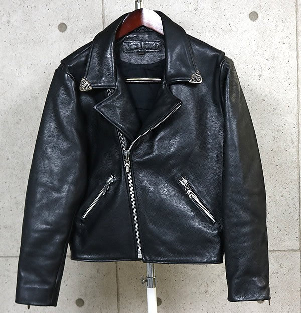 CHROME HEARTS Old Basic Moto Leather Jacket Black Size XS