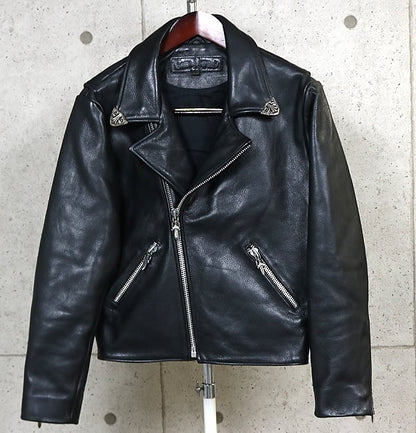 CHROME HEARTS Old Basic Moto Leather Jacket Black Size XS