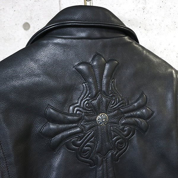 CHROME HEARTS Old Basic Moto Leather Jacket Black Size XS
