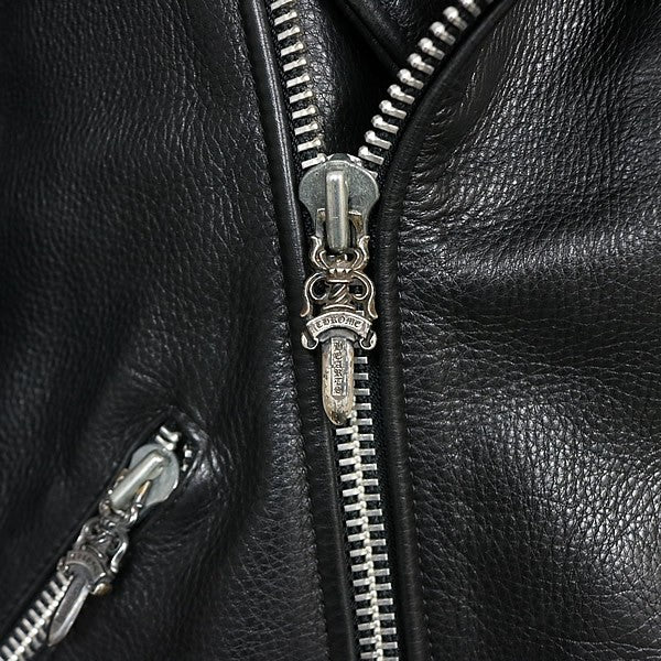 CHROME HEARTS Old Basic Moto Leather Jacket Black Size XS