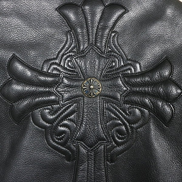 CHROME HEARTS Old Basic Moto Leather Jacket Black Size XS