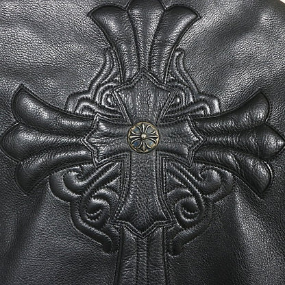 CHROME HEARTS Old Basic Moto Leather Jacket Black Size XS