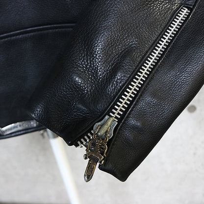 CHROME HEARTS Old Basic Moto Leather Jacket Black Size XS