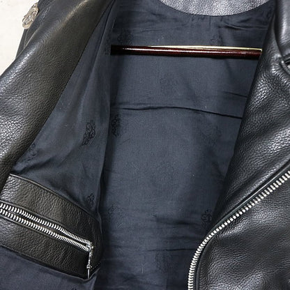 CHROME HEARTS Old Basic Moto Leather Jacket Black Size XS