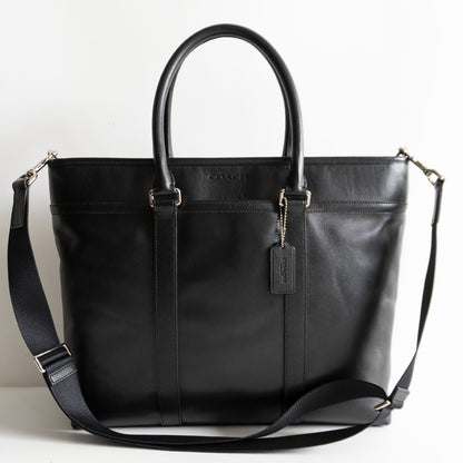 Coach 2-way Leather Tote Bag Black