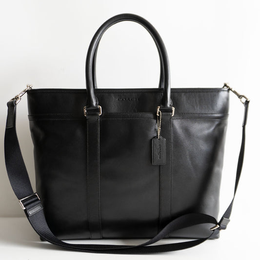 Coach 2-way Leather Tote Bag Black