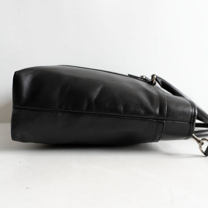 Coach 2-way Leather Tote Bag Black