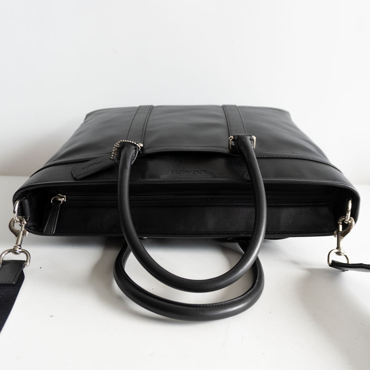 Coach 2-way Leather Tote Bag Black