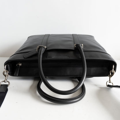 Coach 2-way Leather Tote Bag Black