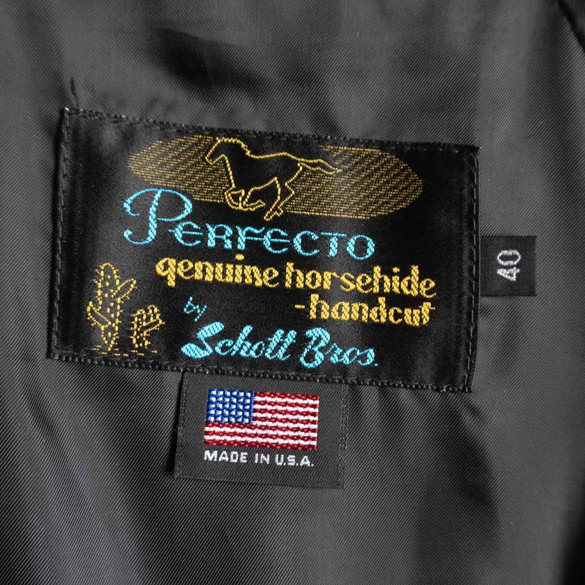 Schott Horsehide Pharaoh Jacket Black Size 40