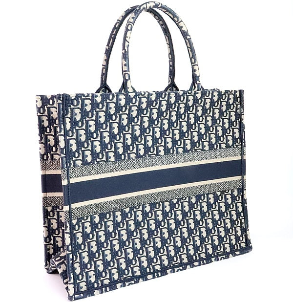 Christian Dior Oblique Jacquard Large Bag Blue Size ONE SIZE
