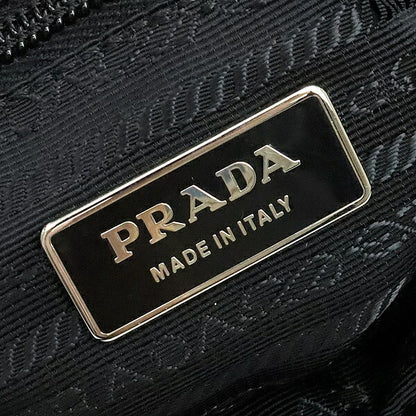 PRADA Ribbon Nylon Leather Handbag Black Size ONE SIZE