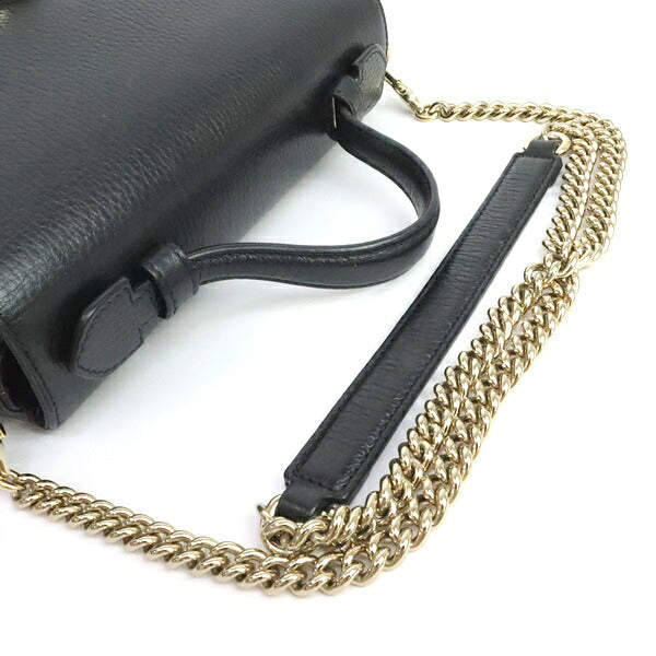 GUCCI Interlocking G Leather 2-Way Bag Black Size ONE SIZE