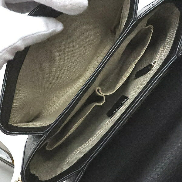 GUCCI Interlocking G Leather 2-Way Bag Black Size ONE SIZE