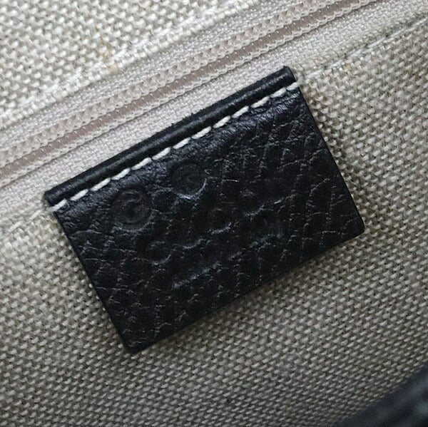 GUCCI Interlocking G Leather 2-Way Bag Black Size ONE SIZE
