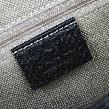 GUCCI Interlocking G Leather 2-Way Bag Black Size ONE SIZE