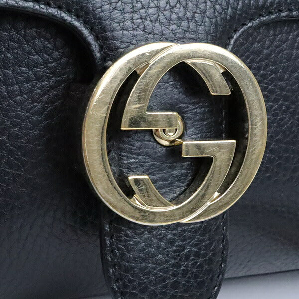 GUCCI Interlocking G Leather 2-Way Bag Black Size ONE SIZE