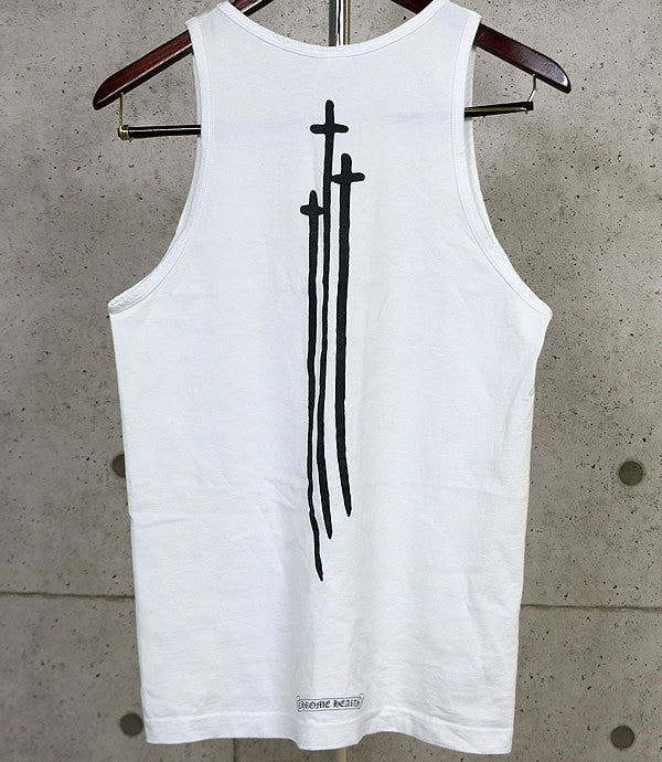 CHROME HEARTS Vintage RS3 Cross Cotton Tank Top White Size S