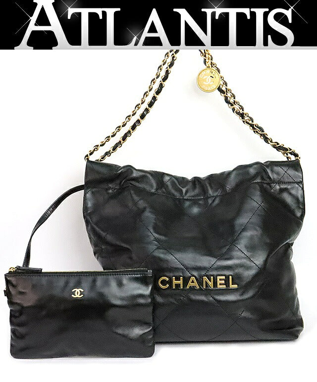 CHANEL Chanel 22 Small Shiny Bag Black Size ONE SIZE