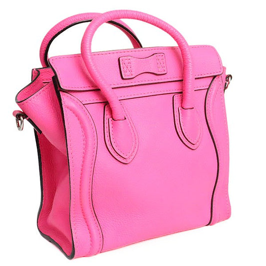 CELINE Luggage Micro Shopper Leather Neon Pink Bag Size ONE SIZE