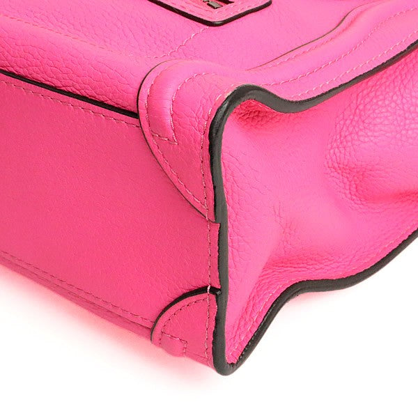 CELINE Luggage Micro Shopper Leather Neon Pink Bag Size ONE SIZE