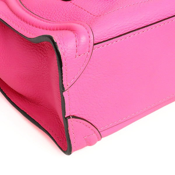 CELINE Luggage Micro Shopper Leather Neon Pink Bag Size ONE SIZE