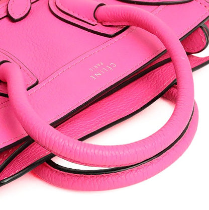 CELINE Luggage Micro Shopper Leather Neon Pink Bag Size ONE SIZE