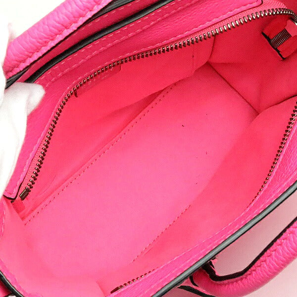CELINE Luggage Micro Shopper Leather Neon Pink Bag Size ONE SIZE