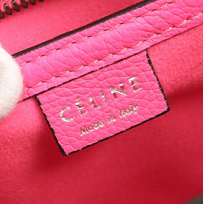 CELINE Luggage Micro Shopper Leather Neon Pink Bag Size ONE SIZE
