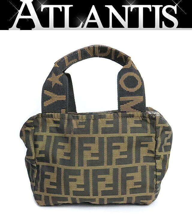 FENDI Zucca Canvas Leather Mini Bag Brown Size ONE SIZE