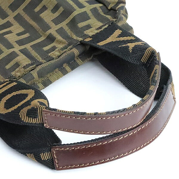 FENDI Zucca Canvas Leather Mini Bag Brown Size ONE SIZE