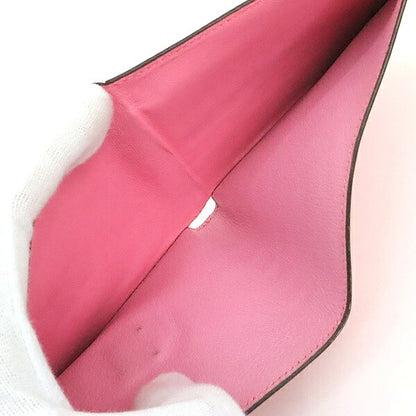 HERMES Clic 12 Ostrich Trifold Wallet Pink Size ONE SIZE