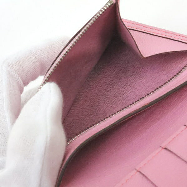 HERMES Clic 12 Ostrich Trifold Wallet Pink Size ONE SIZE