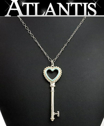 Tiffany&Co. Beaded Heart Necklace Silver/Blue Size ONE SIZE