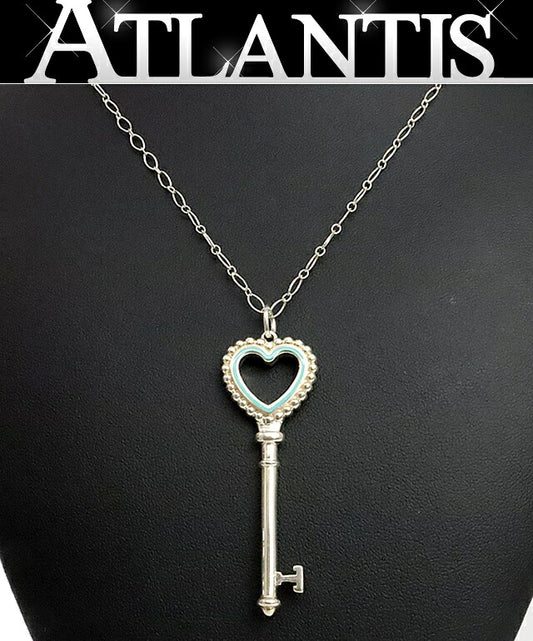 Tiffany&Co. Beaded Heart Necklace Silver/Blue Size ONE SIZE