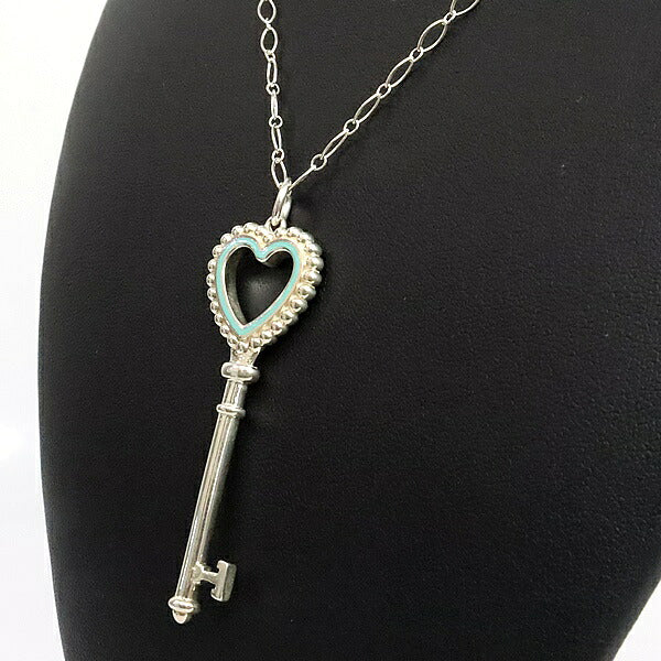 Tiffany&Co. Beaded Heart Necklace Silver/Blue Size ONE SIZE