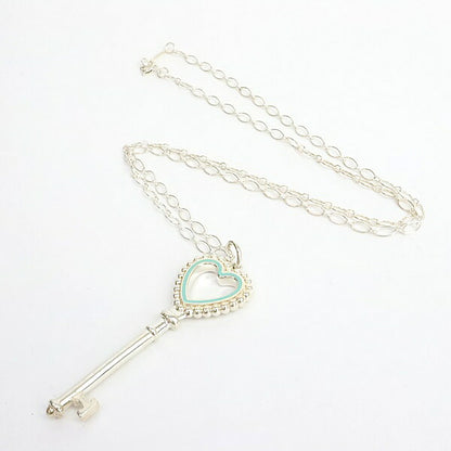 Tiffany&Co. Beaded Heart Necklace Silver/Blue Size ONE SIZE