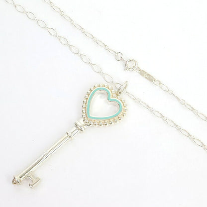 Tiffany&Co. Beaded Heart Necklace Silver/Blue Size ONE SIZE