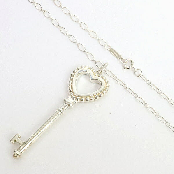 Tiffany&Co. Beaded Heart Necklace Silver/Blue Size ONE SIZE