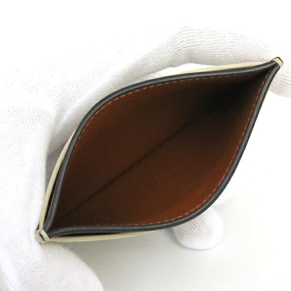 CELINE Leather Card Holder Beige/Brown Card Case Size ONE SIZE