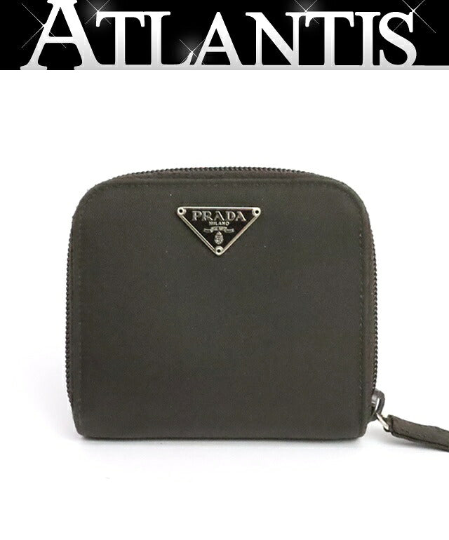 PRADA Nylon Compact Wallet Brown Size ONE SIZE
