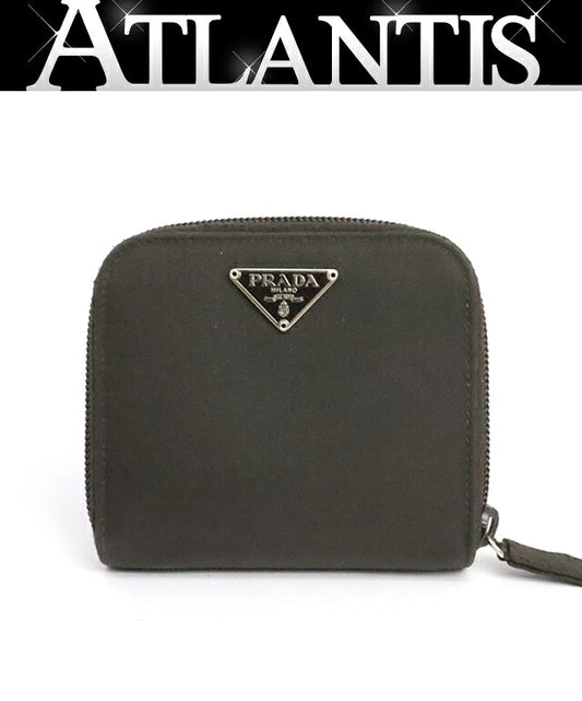PRADA Nylon Compact Wallet Brown Size ONE SIZE