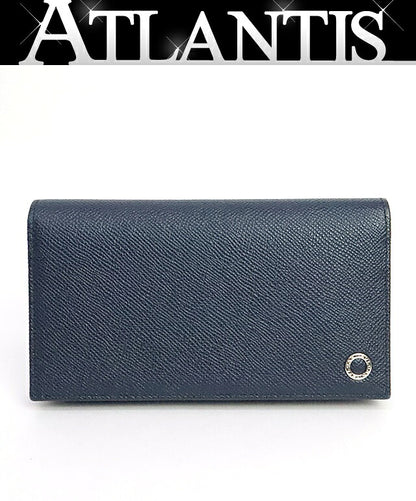 BVLGARI Embossed Leather Bi-Fold Wallet Navy Size ONE SIZE