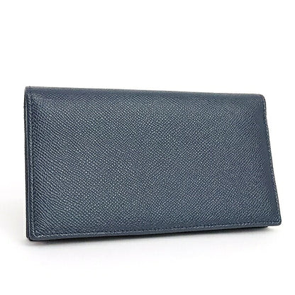 BVLGARI Embossed Leather Bi-Fold Wallet Navy Size ONE SIZE