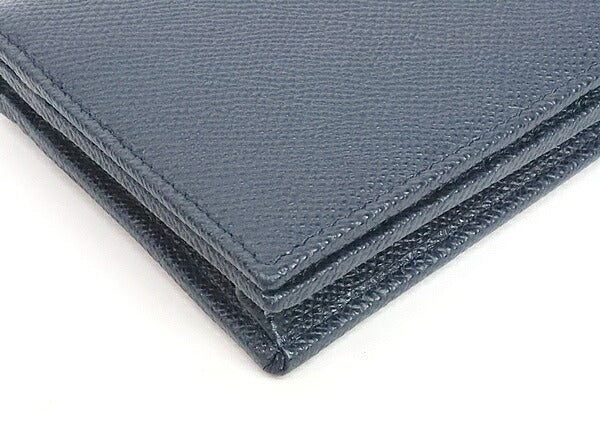 BVLGARI Embossed Leather Bi-Fold Wallet Navy Size ONE SIZE