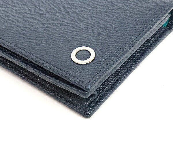 BVLGARI Embossed Leather Bi-Fold Wallet Navy Size ONE SIZE