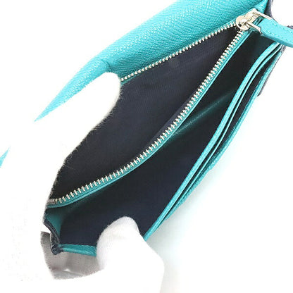BVLGARI Embossed Leather Bi-Fold Wallet Navy Size ONE SIZE